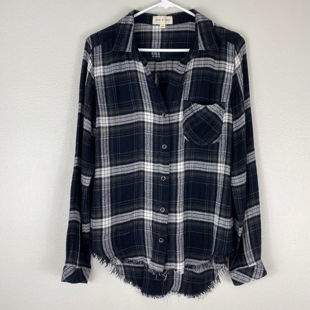 Anthropologie Black and White Plaid Button-Down Shirt
